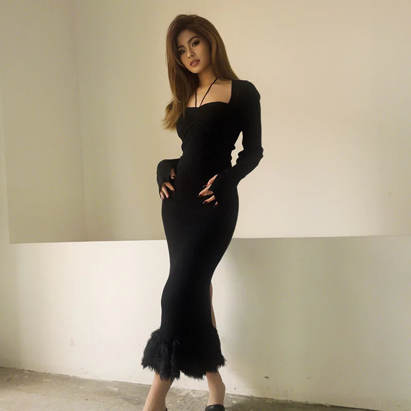 T Black Split Fur Half Skirt Autumn and Winter Occidental Slim Wrapped Hip Long Skirt Women's 2023 Spicy Girl Half Skirt
T Black Split Fur Half Skirt Autumn and Winter Occidental Slim Wrapped Hip Long Skirt Women's 2023 Spicy Girl Half Skirt