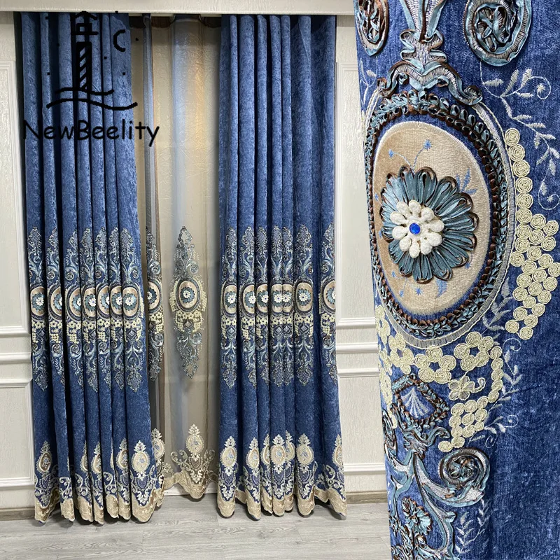 European style Curtains for Living Dining Room Bedroom Thickened snowy embroidered curtain jacquard high blackout curtain fabric
European style Curtains for Living Dining Room Bedroom Thickened snowy embroidered curtain jacquard high blackout curtain fabric