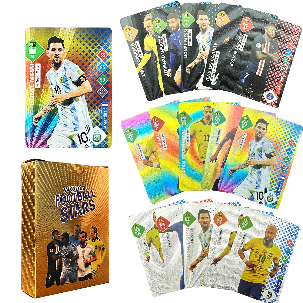 

5-55PCS All-Star Football Card Box Colourful Gold Silver Black Lionel Messi C Ronaldo Limited Signature Collection Trading Card