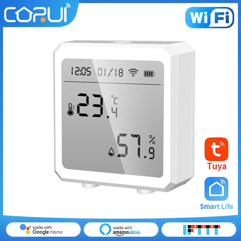 CORUI Wifi Tuya Smart Temperature And Humidity Sensor With Alarm Function Bluetooth Smart Life App Building Automation
CORUI Wifi Tuya Smart Temperature And Humidity Sensor With Alarm Function Bluetooth Smart Life App Building Automation