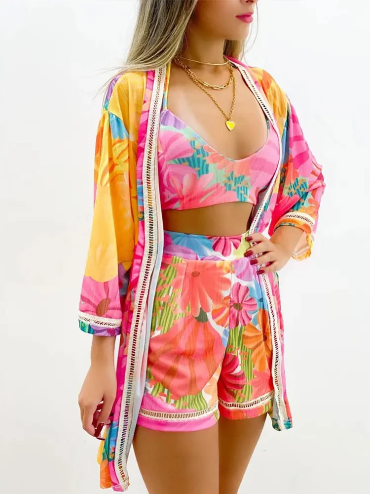 Shein Romwe 2022 Summer 3PCS Tropical Print Crop Top & Shorts Set With Blouse Of Three Fashion Casual Pieces For Women Free Ship
Shein Romwe 2022 Summer 3PCS Tropical Print Crop Top & Shorts Set With Blouse Of Three Fashion Casual Pieces For Women Free Ship