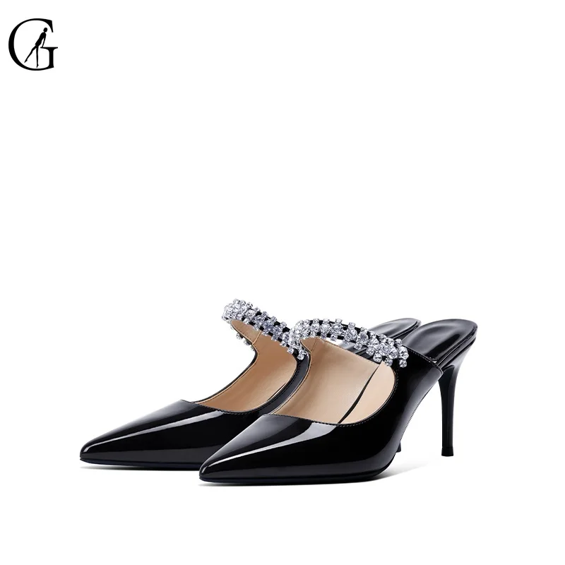 Goxeou Women's Slippers Pointed Toe Pumps Black Slingback Patent Leather Diamond Embellished Sexy Shoes Sizes 32-42
Goxeou Women's Slippers Pointed Toe Pumps Black Slingback Patent Leather Diamond Embellished Sexy Shoes Sizes 32-42