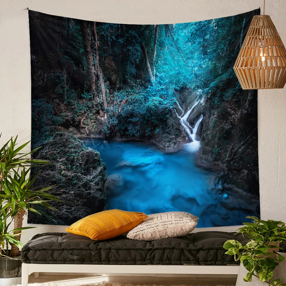

Forest Tapestry Bedroom Ceiling Wall Hanging Home Room Decoration Nature Stream Landscape Scenery Tapiz Aesthetic Art Decor