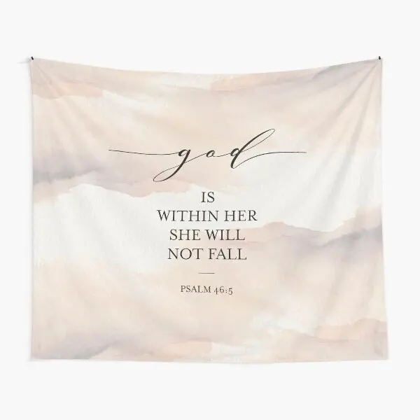 

God Is Within Her She Will Not Fall Psa Tapestry Bedroom Towel Printed Blanket Living Bedspread Colored Wall Room Decor