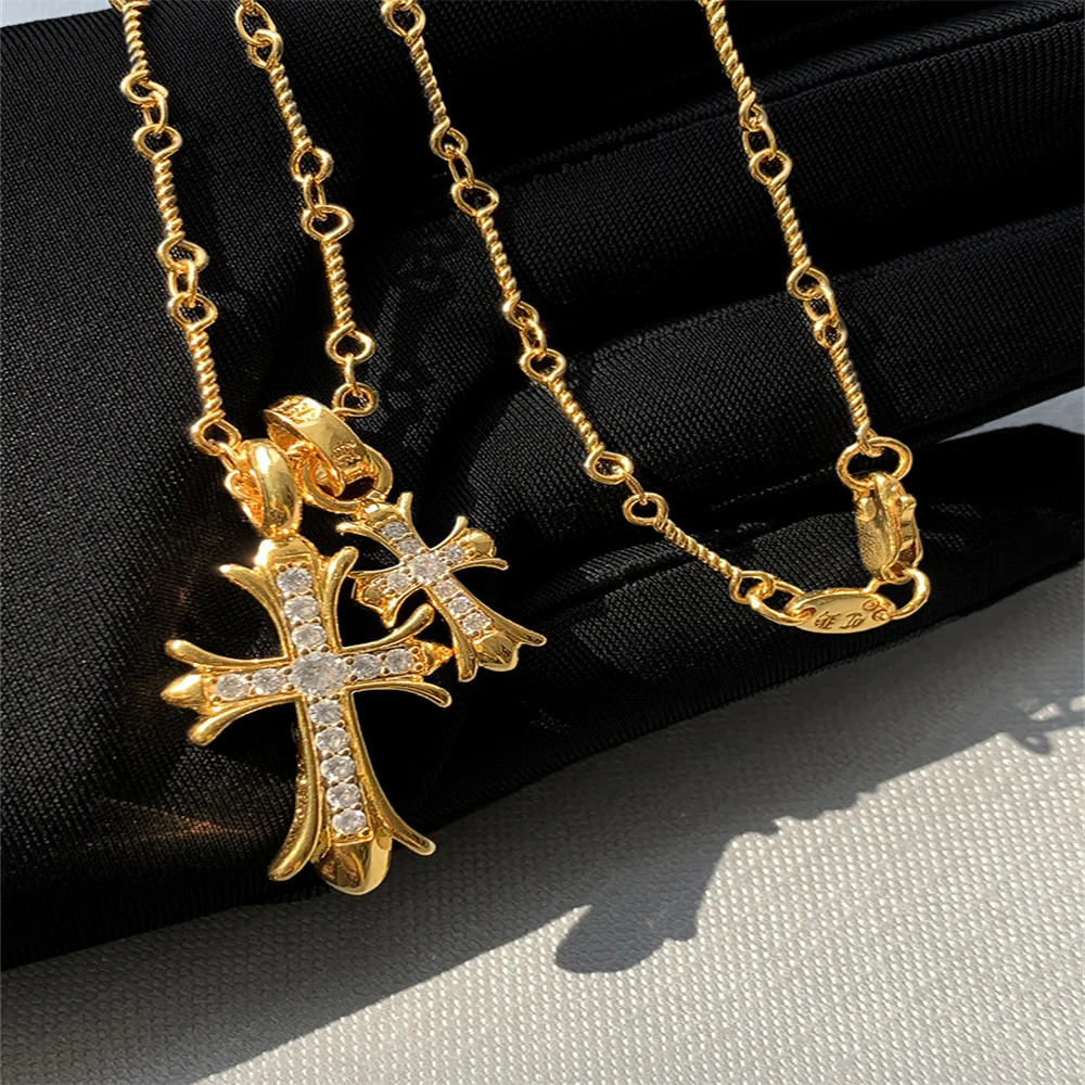 925 Sterling Silver Double Crosses With Drill Men Women Unisex Chain Necklace Carved Crystal Cross Pendant Choker Fashion Jewelr
925 Sterling Silver Double Crosses With Drill Men Women Unisex Chain Necklace Carved Crystal Cross Pendant Choker Fashion Jewelr