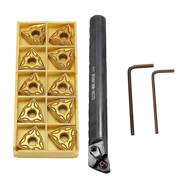 S20R-MWLNR08 Lathe Boring Bar Turning Tool Holder With 10Pcs WNMG080404 Insert
S20R-MWLNR08 Lathe Boring Bar Turning Tool Holder With 10Pcs WNMG080404 Insert