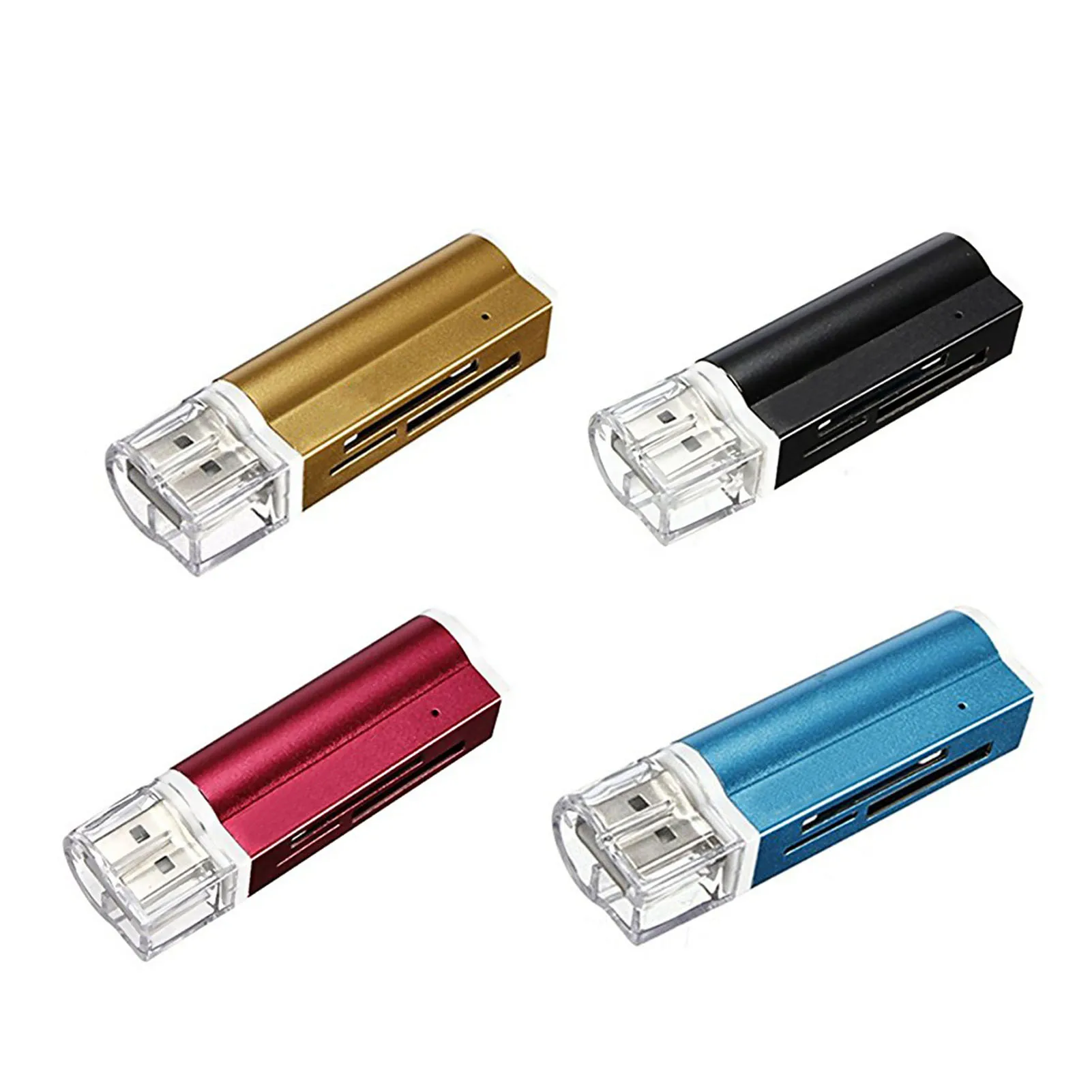 

4-in-1 USB Card Reader Adapter Sturdy Metal Lighter Shaped Shell Reader for Android Laptop Computer