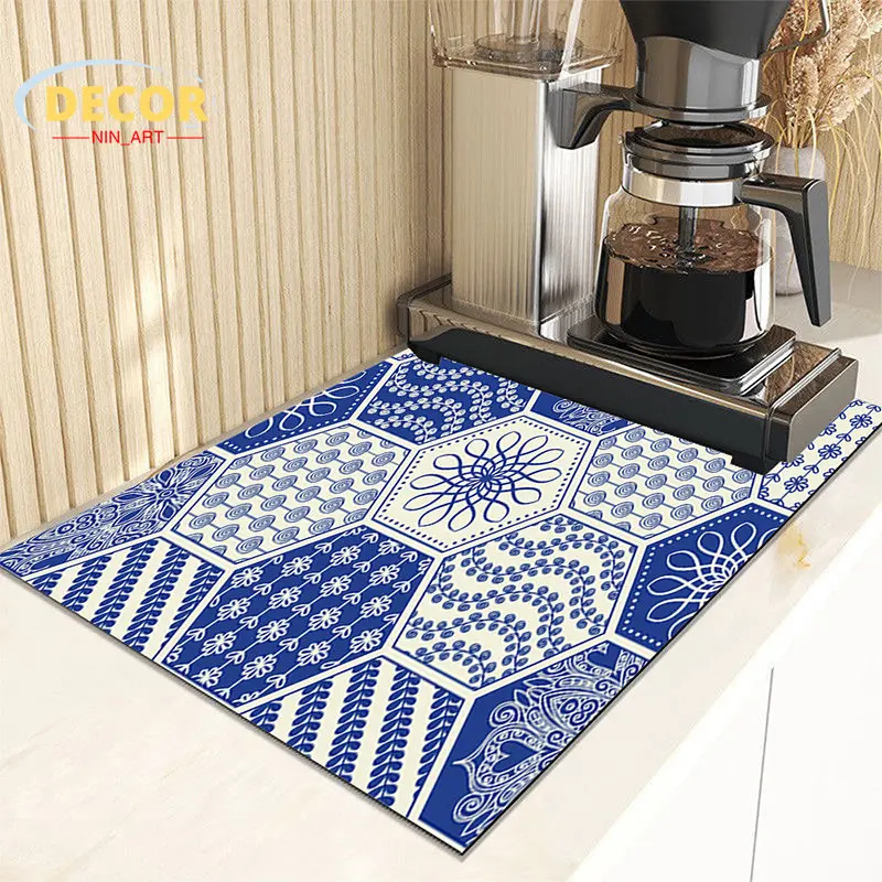 Blue Hexagon Pattern Drain Pad Dish Drying Mat for Coffee Machine Multifunction Tablemat Super Absorbent Houses Decoration
Blue Hexagon Pattern Drain Pad Dish Drying Mat for Coffee Machine Multifunction Tablemat Super Absorbent Houses Decoration