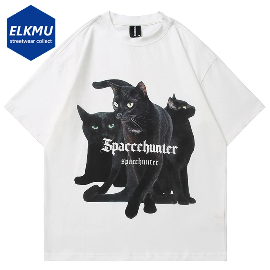 Men's Y2K Tops Streetwear T-shirts White Oversized Harajuku Hip Hop Tee 2023 Summer Loose T Shirt Black Cat Printed 
Men's Y2K Tops Streetwear T-shirts White Oversized Harajuku Hip Hop Tee 2023 Summer Loose T Shirt Black Cat Printed