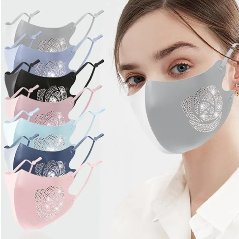 Ice Silk Hot Rhinestone Cloth Masks Washable Rhinestone Flash Drill Summer Adult Dustproof Sunscreen Breathable Mask Wholesale
Ice Silk Hot Rhinestone Cloth Masks Washable Rhinestone Flash Drill Summer Adult Dustproof Sunscreen Breathable Mask Wholesale