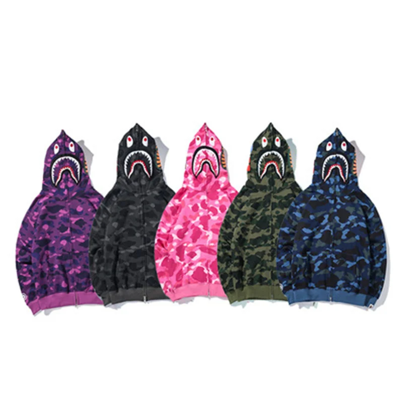 2022 In The Spring And Autumn Winter Shark Head Embroidery Camouflage Zipper Jacket For Men And Women With Cotton Hoodie Fleece
2022 In The Spring And Autumn Winter Shark Head Embroidery Camouflage Zipper Jacket For Men And Women With Cotton Hoodie Fleece