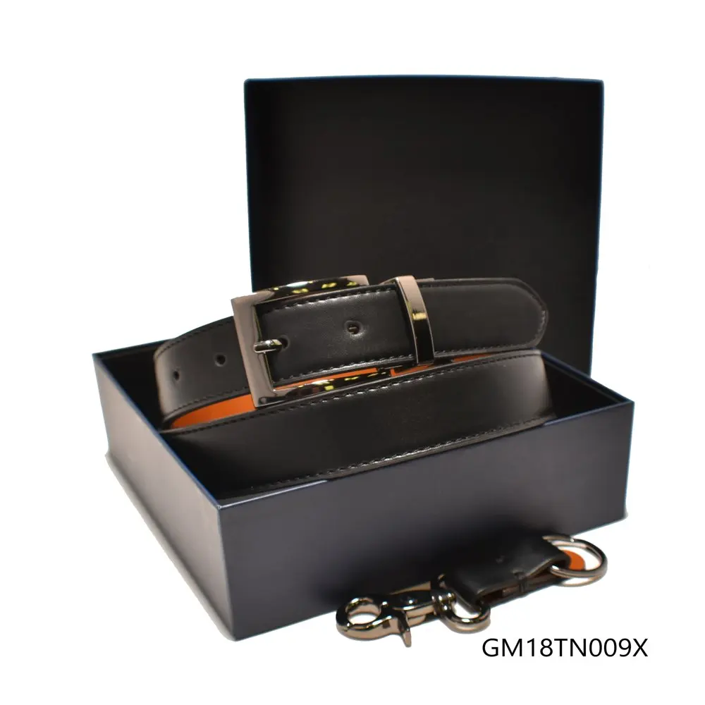 

2023 Men`s 35MM Wide Reversible Tan to Black Dress Belt and Key Fob Gift Set