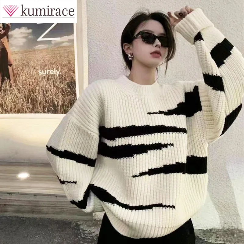 Autumn and Winter New Zebra Knitted Sweater for Women 2023 Round Neck French Korean Loose Top for Women Winter Clothes Women
Autumn and Winter New Zebra Knitted Sweater for Women 2023 Round Neck French Korean Loose Top for Women Winter Clothes Women