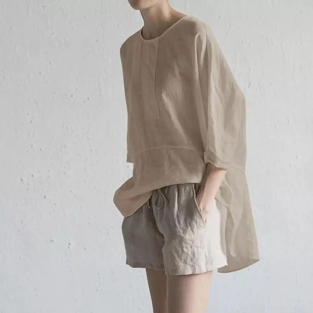 Women Top Five Quarter Sleeves Women Blouse Japanese Crew Neck Pullover Lady Shirt Solid Color Wear Cotton Linen Female Tunic
Women Top Five Quarter Sleeves Women Blouse Japanese Crew Neck Pullover Lady Shirt Solid Color Wear Cotton Linen Female Tunic