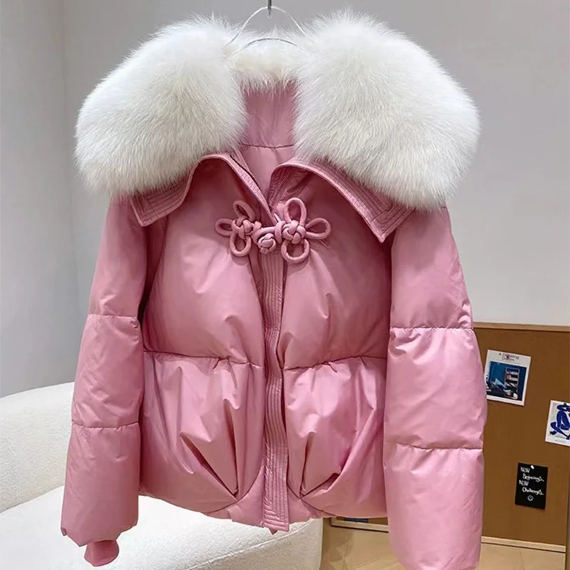 Loehsao Brand 2023 Fox Fur Collar Fashion Women Down Jacket Women's Coat White Black Pink Blue Female Winter Parkas Thickened
Loehsao Brand 2023 Fox Fur Collar Fashion Women Down Jacket Women's Coat White Black Pink Blue Female Winter Parkas Thickened