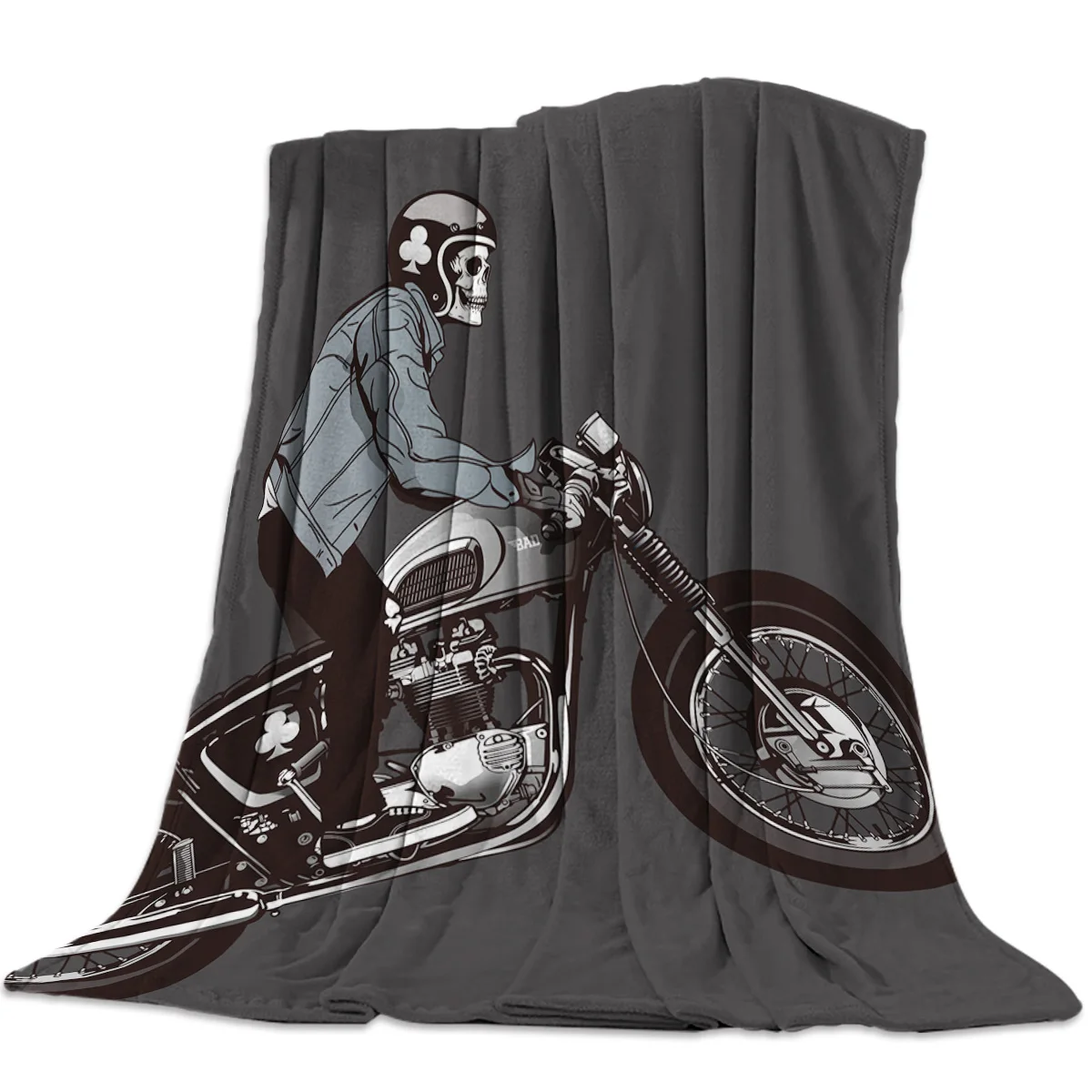 

Motorcycle Skull Boy Pattern Flannel Throw Blanket for Sofa Couch Bed Decor Soft Lightweight Warm Motorcycle Enthusiast Gift