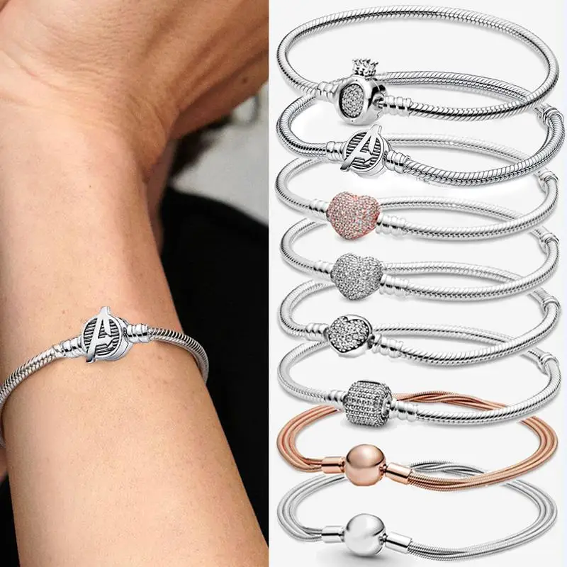 Charms Plata Original 925 Sterling Solid Silver Bracelet Heart A Letter Cuff Chain Sparkling Blue Disc Clasp Snake Women Jewelry
Charms Plata Original 925 Sterling Solid Silver Bracelet Heart A Letter Cuff Chain Sparkling Blue Disc Clasp Snake Women Jewelry