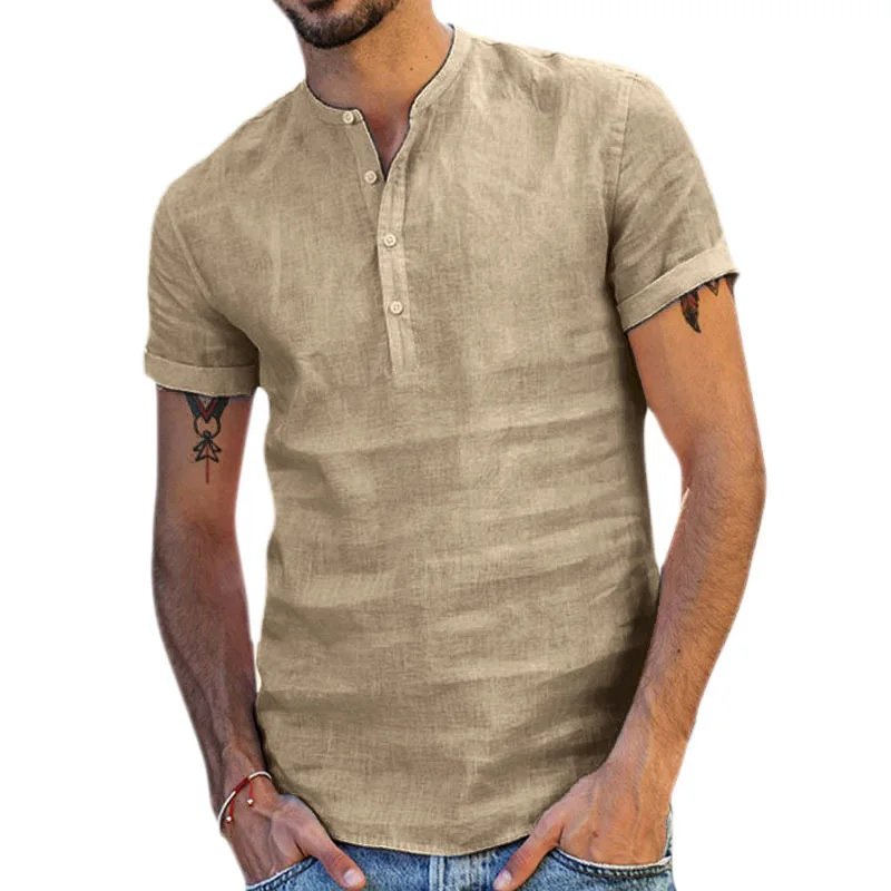 Business Men Casual Pullover Tee Shirts Stand Collar Loose Fashion Male Tees Summer Long Sleeve Button Solid Tops Dropshipping
Business Men Casual Pullover Tee Shirts Stand Collar Loose Fashion Male Tees Summer Long Sleeve Button Solid Tops Dropshipping