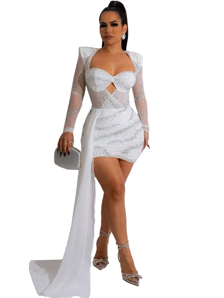 

Сетчатое женское Короткое платье-корсет для выпускного вечера, прозрачное вечернее платье с вырезами, Женская Клубная одежда, сексуальное облегающее мини-платье