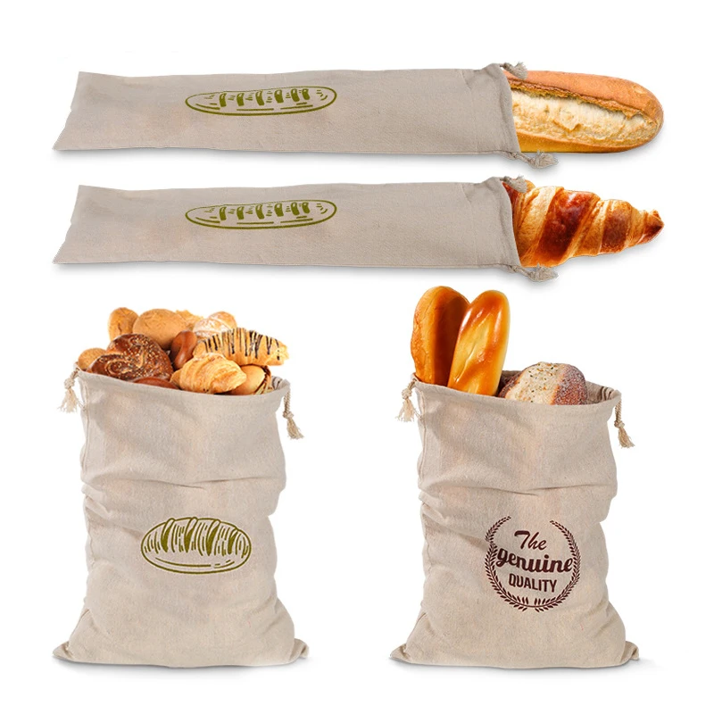 

2PCS Linen Bread Bags,Reusable Drawstring Bag For Loaf, Homemade Artisan Bread Storage Bag,Linen Bread Bags For Baguette