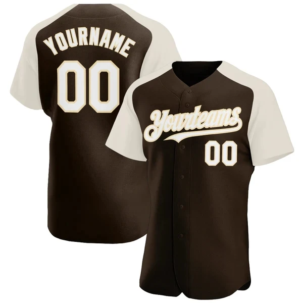 Custom Brown White- Authentic Raglan Sleeves Baseball Jersey 3D Printed for Men and Women Shirt Casual Team Shirts 
Custom Brown White- Authentic Raglan Sleeves Baseball Jersey 3D Printed for Men and Women Shirt Casual Team Shirts