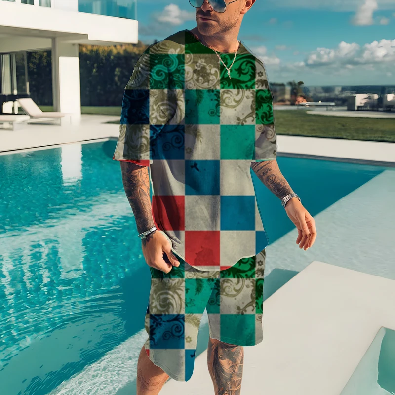 Summer Men's Short Sleeve T-shirt Set Two Pieces Geometry Graphic T Shirt For Men Harajuku Hot Trending Aesthetic Clothing
Summer Men's Short Sleeve T-shirt Set Two Pieces Geometry Graphic T Shirt For Men Harajuku Hot Trending Aesthetic Clothing