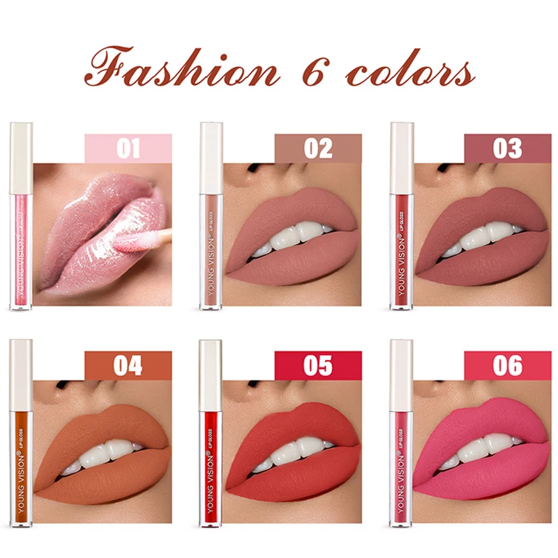 6 Color Velvet Lip Makeup Beauty Long Lasting Lip Glaze Cream Matte Lip Gloss Liquid Lipstick New Non-stick Cup Waterproof
6 Color Velvet Lip Makeup Beauty Long Lasting Lip Glaze Cream Matte Lip Gloss Liquid Lipstick New Non-stick Cup Waterproof
