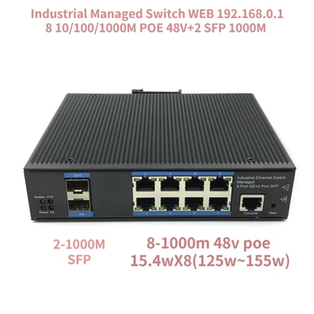 8 port 1000M industrial managed switch POE switch 10/100/1000M 2SFP ndustrial grade switch network VLAN 192.168.1.1 web managed
