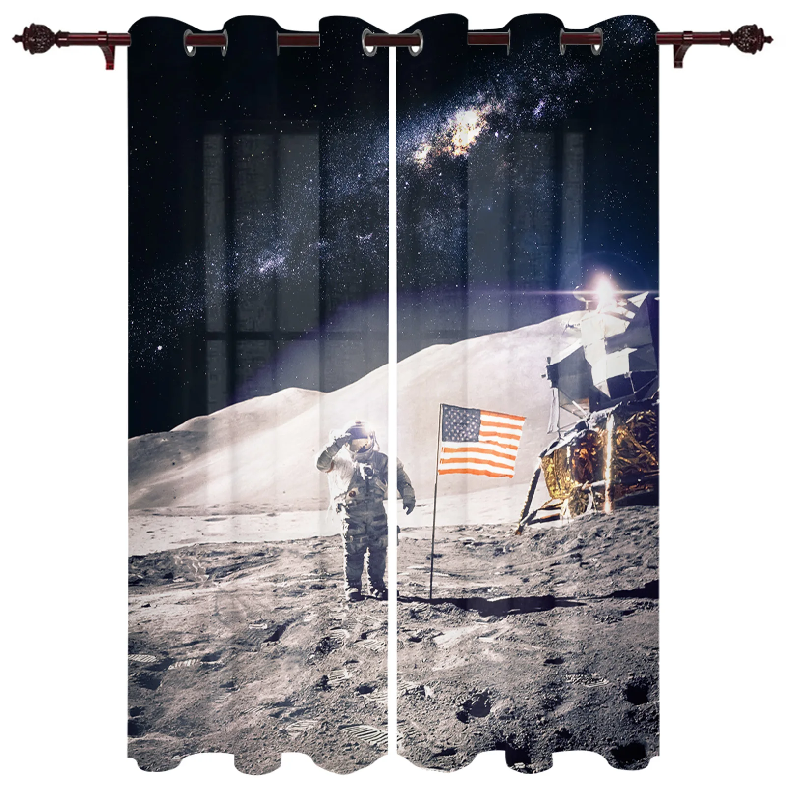 Шторы на окна с изображением астронавта космоса Луны для гостиной
Шторы на окна с изображением астронавта космоса Луны для гостиной