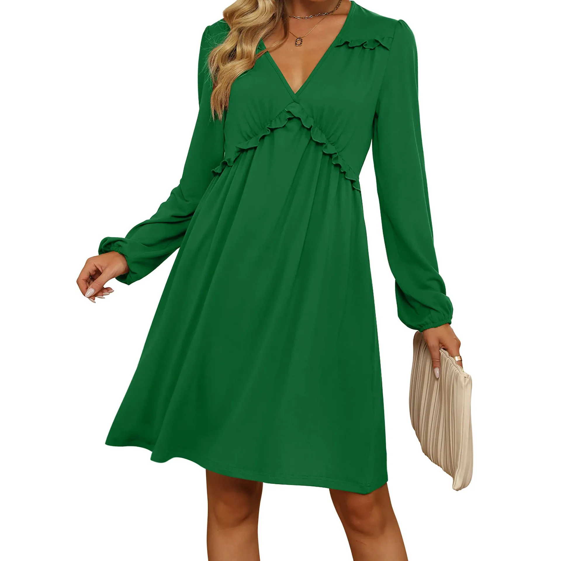 Autumn Women's Long Sleeve Dress Bubble Sleeve Casual Elegant Dresses for Women 2022 New Sexy V Neck Knee Length Party Dress
Autumn Women's Long Sleeve Dress Bubble Sleeve Casual Elegant Dresses for Women 2022 New Sexy V Neck Knee Length Party Dress