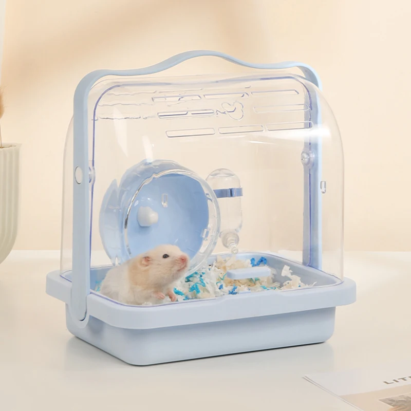 Hamster Cage with Running Wheel and Small Water Kettle Transparent Portable House for Guinea Pig Plastic Small Pet Accessories 
Hamster Cage with Running Wheel and Small Water Kettle Transparent Portable House for Guinea Pig Plastic Small Pet Accessories