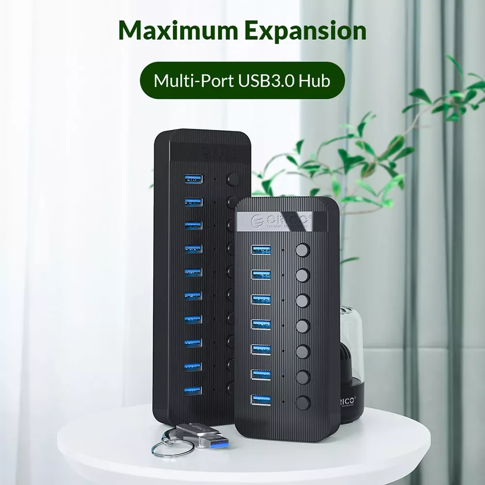 ORICO CT2U3-10AB USB-A 3.0 HUB Power Adapter 5Gbps 10 Ports USB Multi Splitter for Laptop Desktop Dock Station
ORICO CT2U3-10AB USB-A 3.0 HUB Power Adapter 5Gbps 10 Ports USB Multi Splitter for Laptop Desktop Dock Station