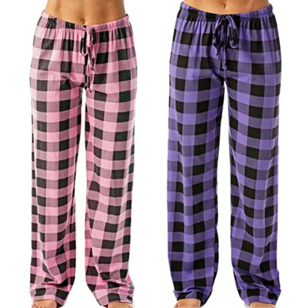 Women Sleep Pants Plaid Pattern High Elasticity Wide Legs Pants Casual Cotton Loose Ladies Pajama Pants Trousers for Home
Women Sleep Pants Plaid Pattern High Elasticity Wide Legs Pants Casual Cotton Loose Ladies Pajama Pants Trousers for Home