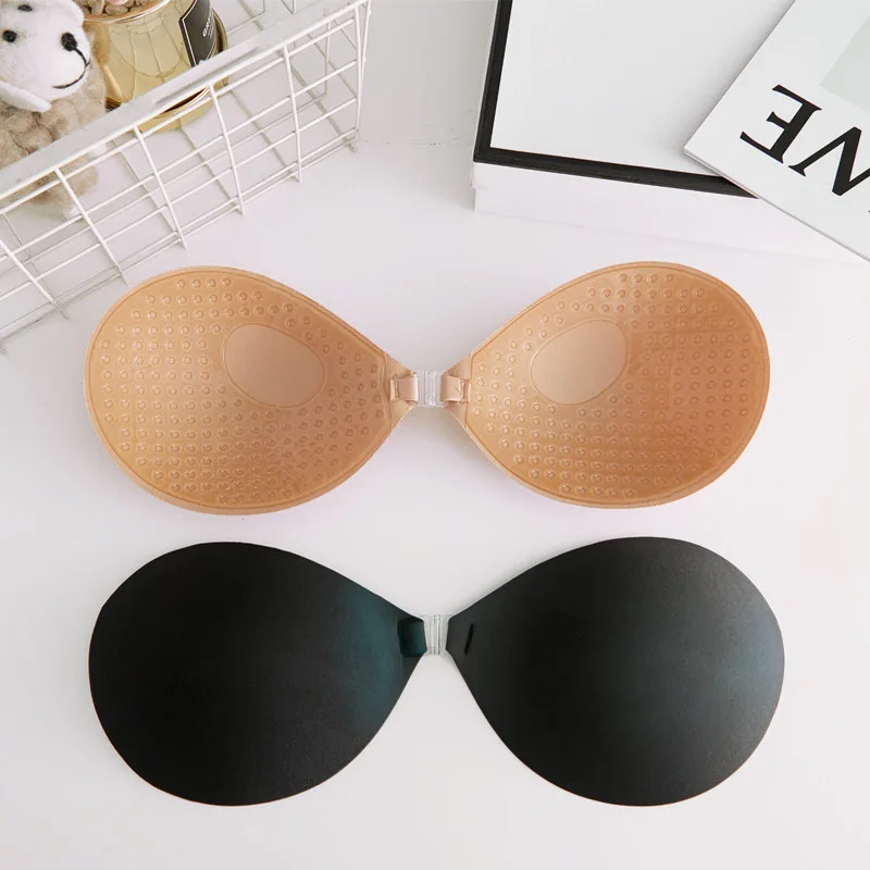 

Reusable Sexy Sujetador Women's Invisible Push Up Self-Adhesive Silicone Bras Front Closure Sticky Backless Strapless Bra