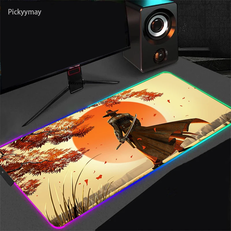 Коврик для мыши с подсветкой, Настольный коврик для ноутбука с RGB-подсветкой, в японском стиле Самурай, аниме, размер XXL, для настольных ПК 
Коврик для мыши с подсветкой, Настольный коврик для ноутбука с RGB-подсветкой, в японском стиле Самурай, аниме, размер XXL, для настольных ПК
