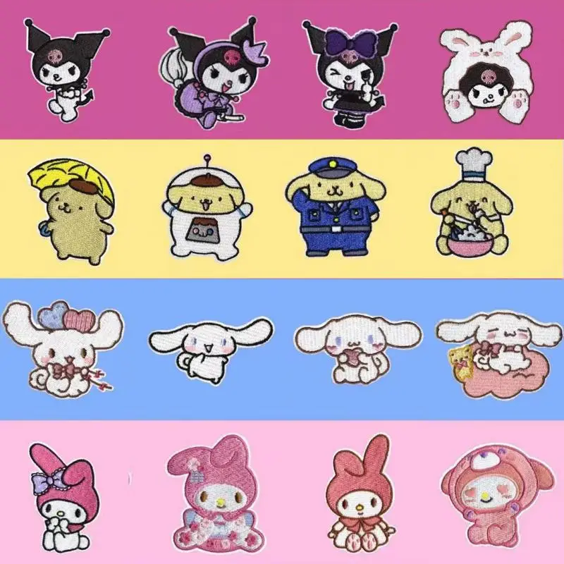 

Sanrio, нашивки с вышивкой из аниме «Hello Kitty My Melody», тканевые наклейки, милые нашивки для одежды в стиле «сделай сам», нашивки