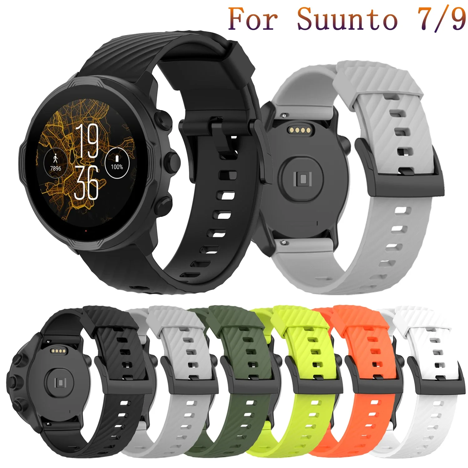 Ремешок силиконовый для Suunto 7 9 baro сменный Браслет спортивных часов D5 spartan