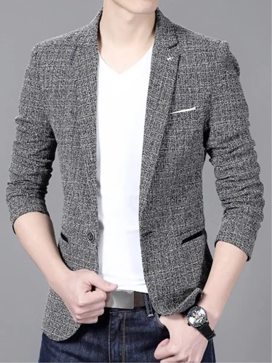 One Button Notched Lapel Casual Plain Men's Leisure Blazer Plain Slim Small Fit Basic Business Casual Outwear Mens Suit Jacket
One Button Notched Lapel Casual Plain Men's Leisure Blazer Plain Slim Small Fit Basic Business Casual Outwear Mens Suit Jacket