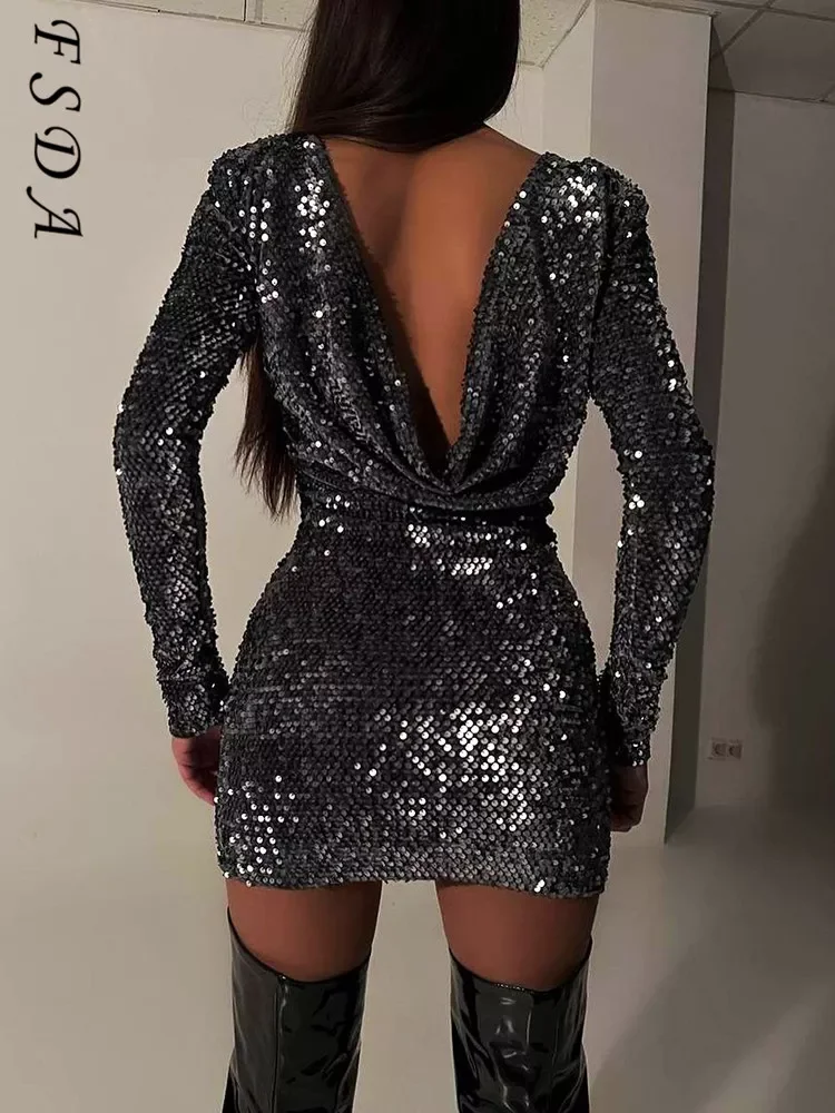 FSDA 2021 Autumn Winter Sequin Bodycon Dress Women Blue Sexy Mini Long Sleeve Club Party Dresses Elegant Black Evening
FSDA 2021 Autumn Winter Sequin Bodycon Dress Women Blue Sexy Mini Long Sleeve Club Party Dresses Elegant Black Evening