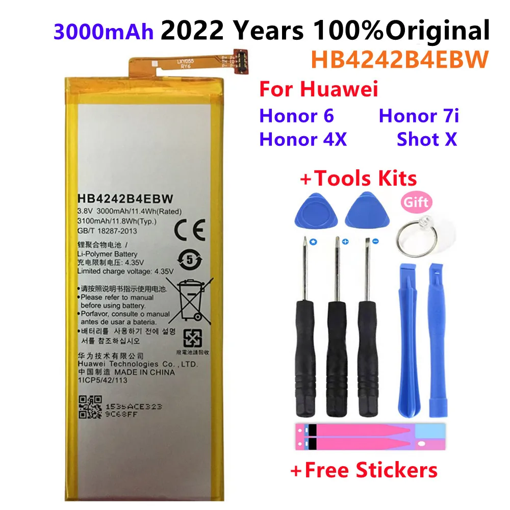 Сменный аккумулятор для телефона Hua Wei HB4242B4EBW для Huawei Honor 6 / Honor 4X / Honor 7i / Shot X ShotX 3000 мАч + Бесплатные инструменты
Сменный аккумулятор для телефона Hua Wei HB4242B4EBW для Huawei Honor 6 / Honor 4X / Honor 7i / Shot X ShotX 3000 мАч + Бесплатные инструменты