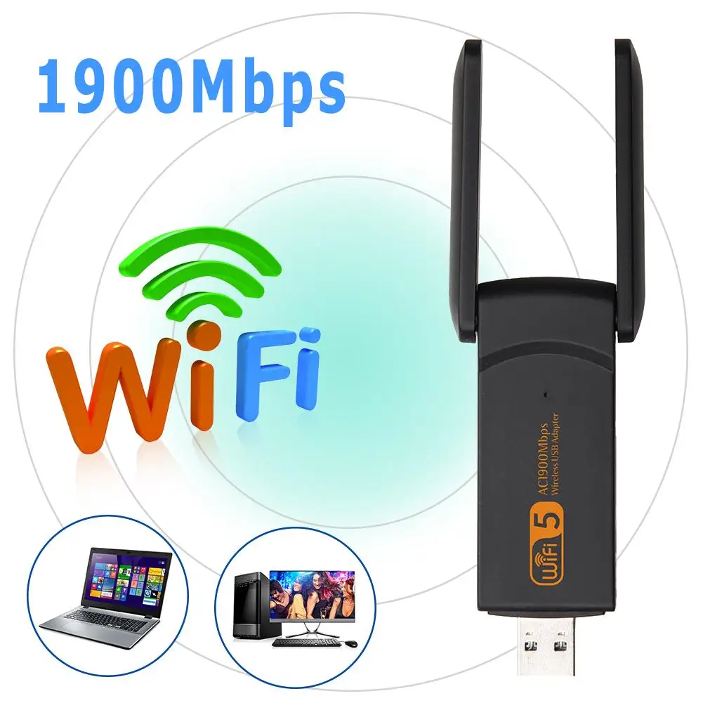 

USB WiFi Adapter 1900Mbps Dual Band 2.4G/5Ghz USB3.0 Wireless WIFI Lan Adapter Dongle 802.11ac RTL8812BU With Antenna For Laptop