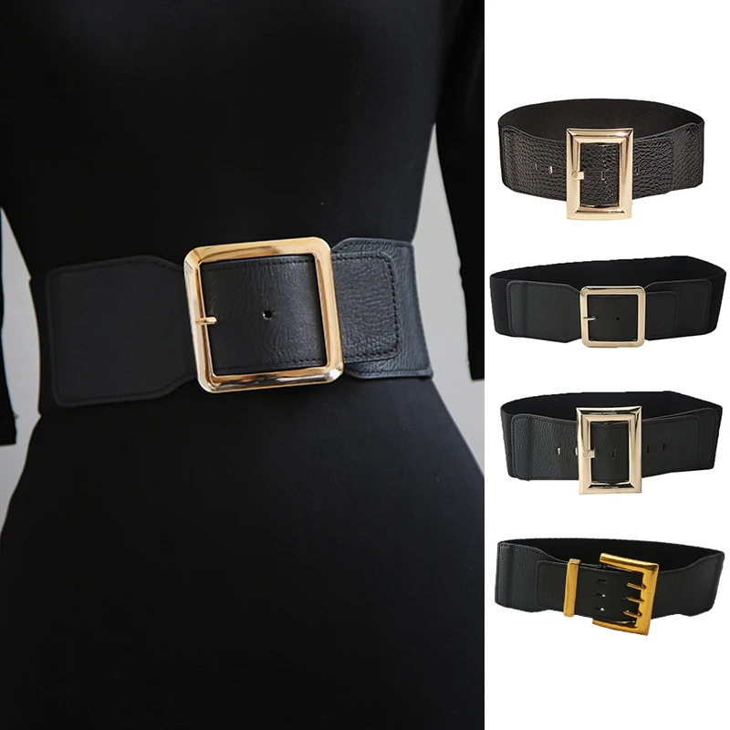 Square Buckle Elastic Wide Belt For Women Pu Leather Waistbands Autumn Winter Coat Decoration Waist Strap Fashion Black Belts
Square Buckle Elastic Wide Belt For Women Pu Leather Waistbands Autumn Winter Coat Decoration Waist Strap Fashion Black Belts