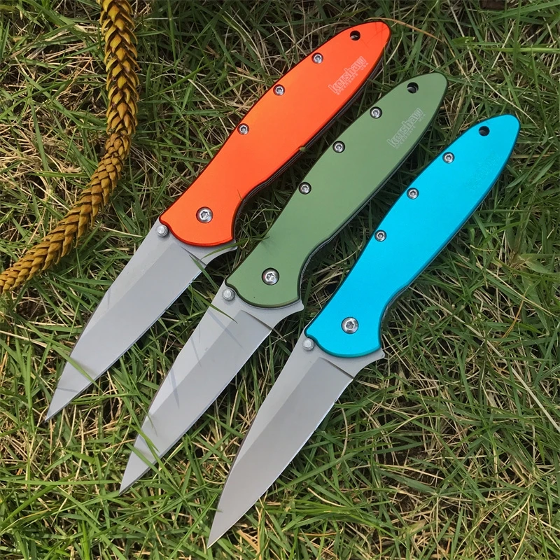 

New Kershaw 1660 Ken Onion Leek Flipper Folding Pocket Knife Orange / Green Handle Tactical Outdoor Hunting Survival EDC Tool