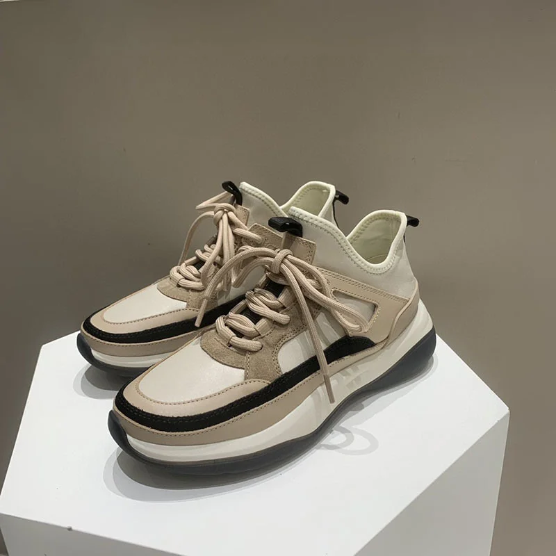 Spring New Women Platform Shoes Leather and Fabric Patchwork Sneakers Thick Bottom Height Increasing Mocasines Casual Trainers
Spring New Women Platform Shoes Leather and Fabric Patchwork Sneakers Thick Bottom Height Increasing Mocasines Casual Trainers
