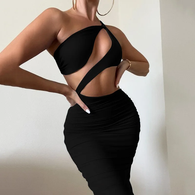 Sexy Slanted Shoulder Hollow Pleated Open Back Sling Bag Hip Trendyol Ladies Skirt Vintage 2022 Women's Summer Dress 
Sexy Slanted Shoulder Hollow Pleated Open Back Sling Bag Hip Trendyol Ladies Skirt Vintage 2022 Women's Summer Dress