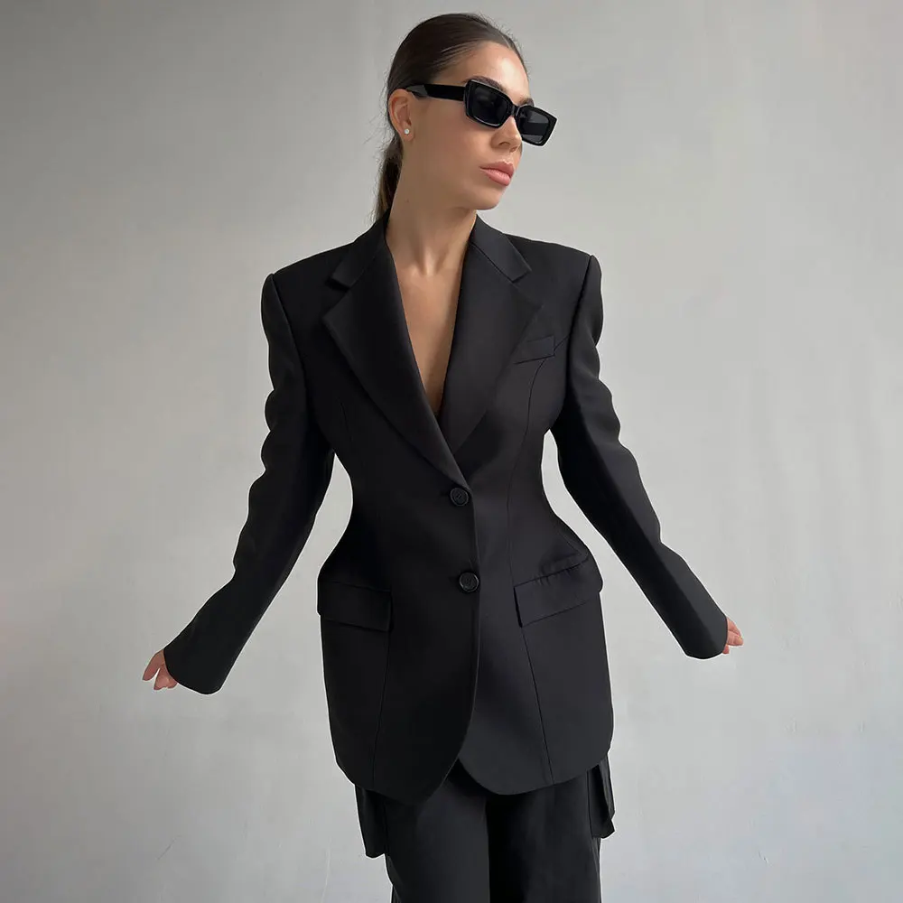 

Blazer Woman 2023 Autumn Winter Traf Suit V-Neck Waist Wrapped Female Advance Slim Fit Coats Luxury Design Women Official Jacket