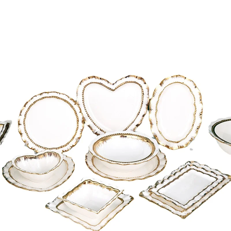 Kitchen Hotel Golden Silk Series Dinner High-end White Ceramic Plate Restaurant Western Food Soup Plate Soup Bowl 
Kitchen Hotel Golden Silk Series Dinner High-end White Ceramic Plate Restaurant Western Food Soup Plate Soup Bowl
