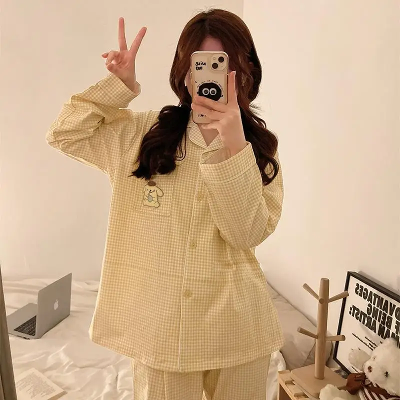 Пижамы с рисунком аниме Sanrio Pom Purin осенне-зимние новые женские пижамы длинными