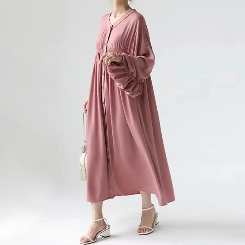 Casual Women Summer Maxi Dress Cotton Blend V Neck A-line Oversize Long Sleeve Plain Dress Female Puff Sleeve Long Dress
Casual Women Summer Maxi Dress Cotton Blend V Neck A-line Oversize Long Sleeve Plain Dress Female Puff Sleeve Long Dress