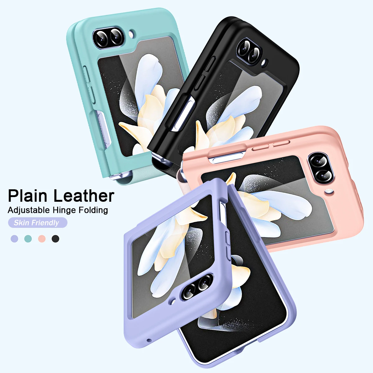 Sumsung Flip 5 5G Skin Friendly Plain Leather Adjustable Hinge Folding Case For Samsung Galaxy Z Flip5 5G Matte Shockproof Coque
Sumsung Flip 5 5G Skin Friendly Plain Leather Adjustable Hinge Folding Case For Samsung Galaxy Z Flip5 5G Matte Shockproof Coque